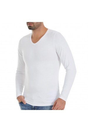 6 Adet Yıldız Erkek Bambu Uzun Kol T-Shirt Fanila Beyaz 485