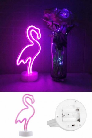 Pembe Flamingo Model Neon Led Işıklı Dekoratif Gece Lambası